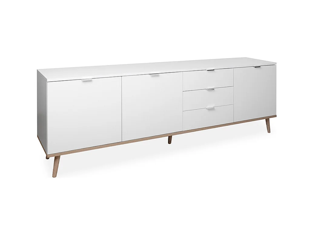 Buffet Bas 3 Portes 2 Étagères 3 Tiroirs L200 cm - COPENHAGUE