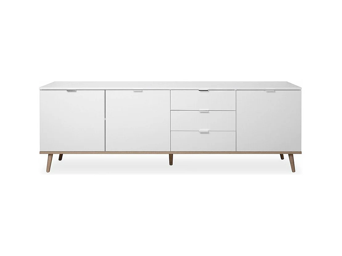 Credenza Bassa 3 Porte 2 Ripiani 3 Cassetti L200 cm - Copenhague
