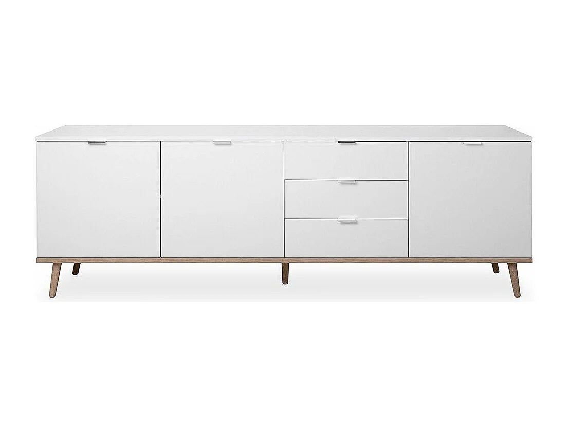 Buffet Bas 3 Portes 2 Étagères 3 Tiroirs L200 cm - COPENHAGUE