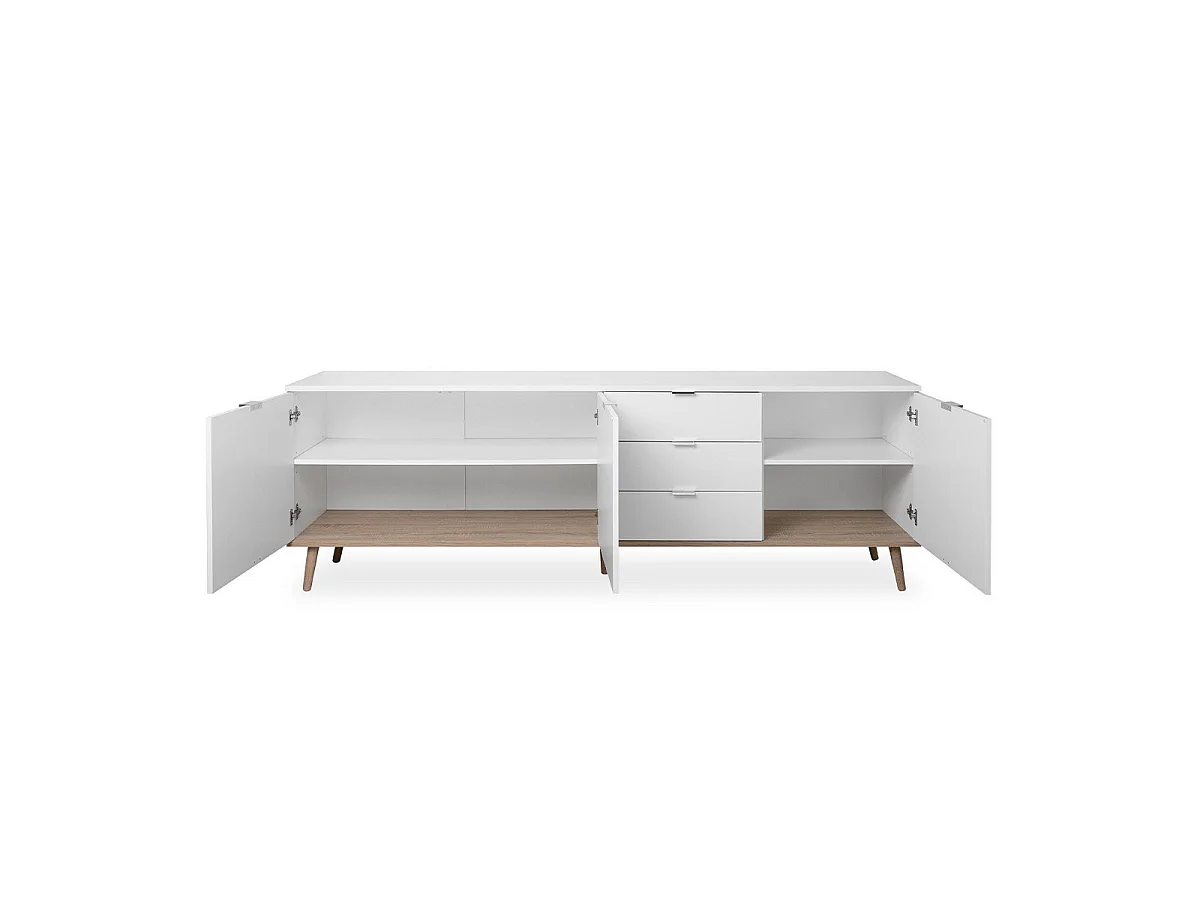 Kredens 3 drzwi 2 półki 3 szuflady L200 cm - COPENHAGEN