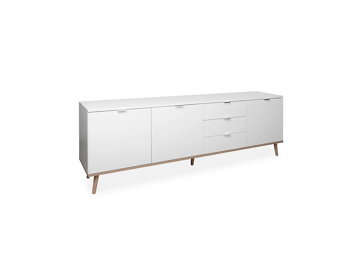 Kredens 3 drzwi 2 półki 3 szuflady L200 cm - COPENHAGEN