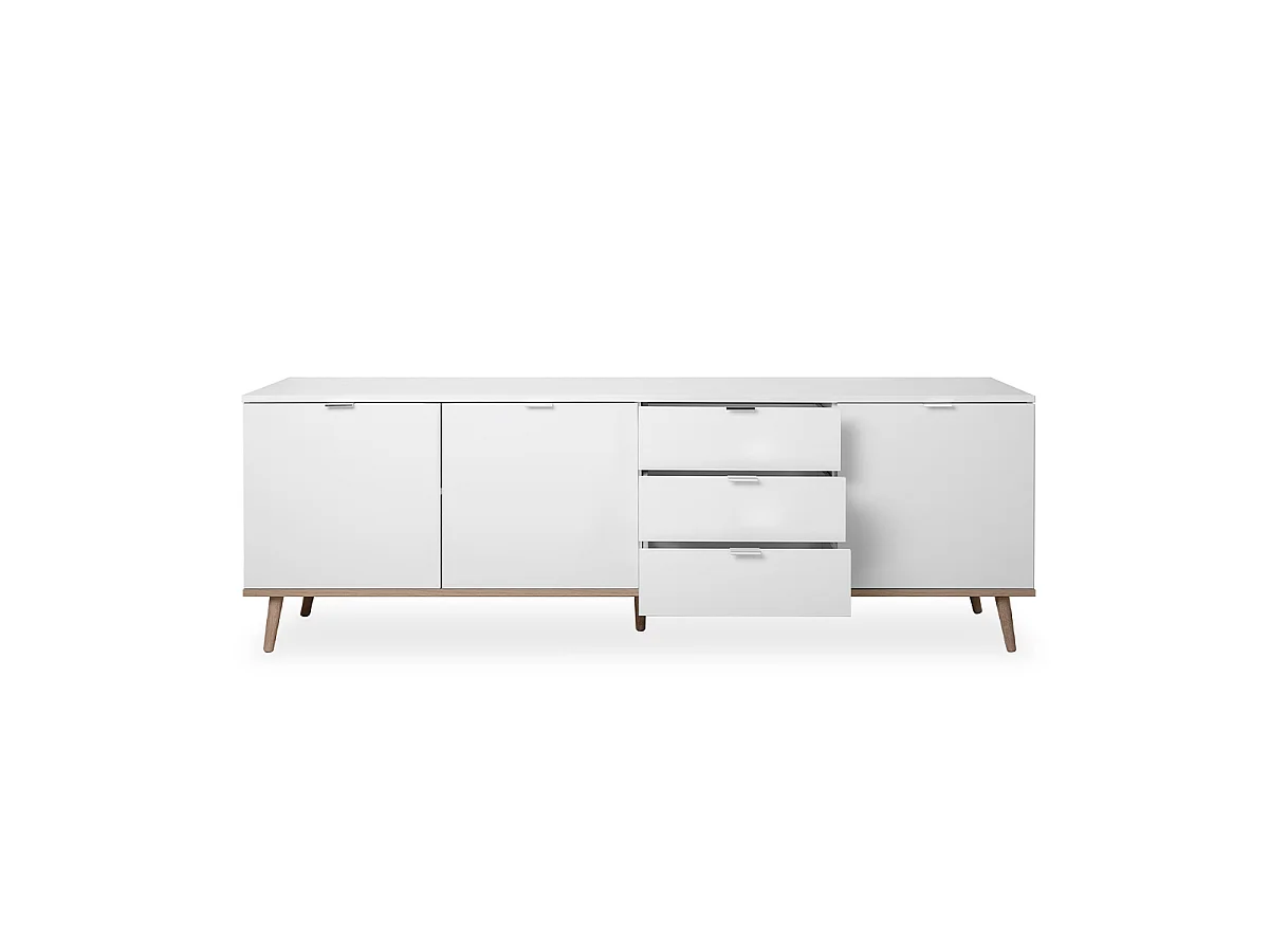 Kredens 3 drzwi 2 półki 3 szuflady L200 cm - COPENHAGEN
