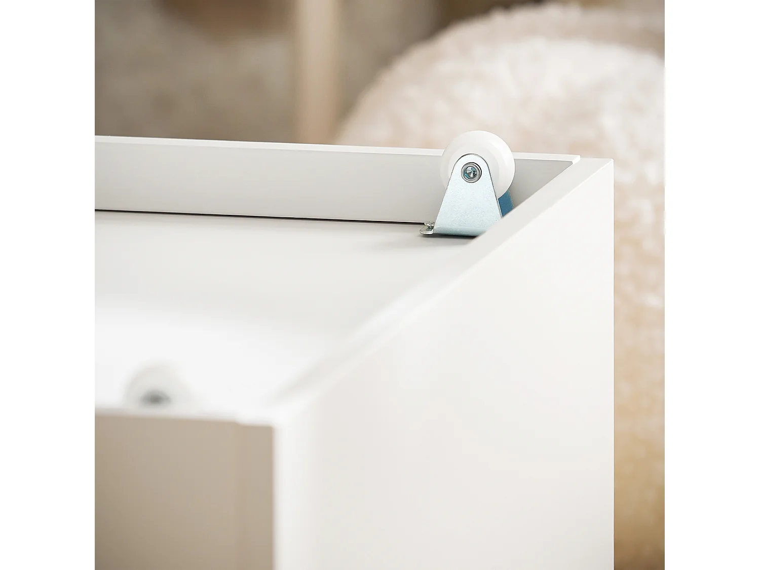 SoBuy Coffre à Jouets Enfants, Banc de Rangement pour Enfants avec Bibliothèque, 2 Tiroirs sur roulettes et Coussin d'assise, 100 x 45 x 70 cm, Blanc, KMB66-W