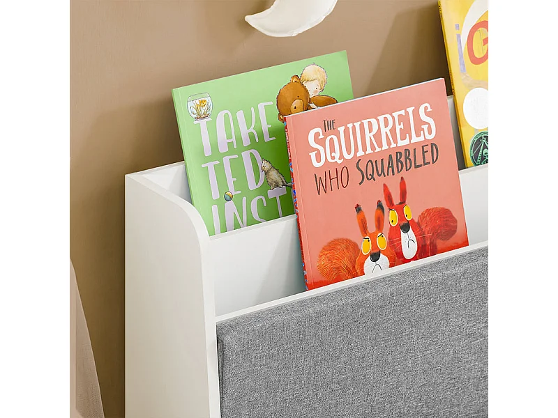 SoBuy Coffre à Jouets Enfants, Banc de Rangement pour Enfants avec Bibliothèque, 2 Tiroirs sur roulettes et Coussin d'assise, 100 x 45 x 70 cm, Blanc, KMB66-W