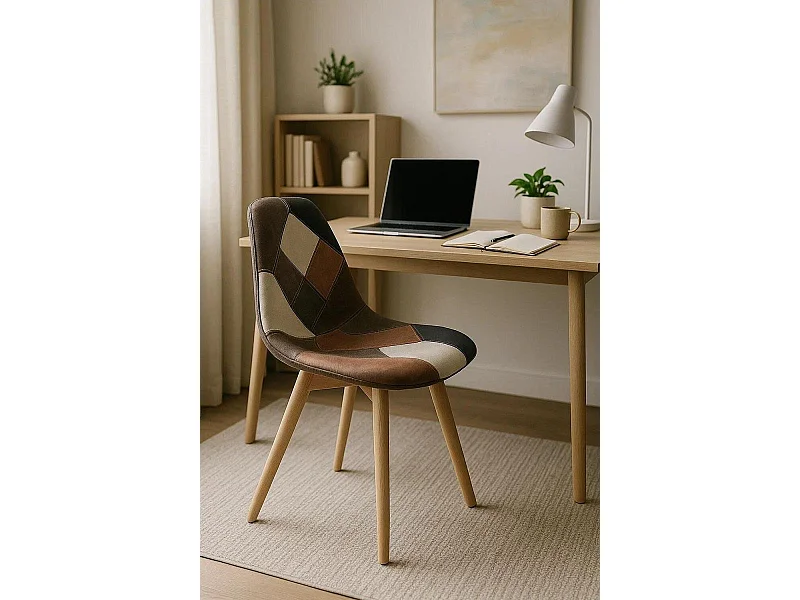 Sillas Comedor - Silla Kelen Patchwork Polipiel - Marrón