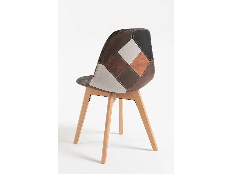 Sillas Comedor - Silla Kelen Patchwork Polipiel - Marrón