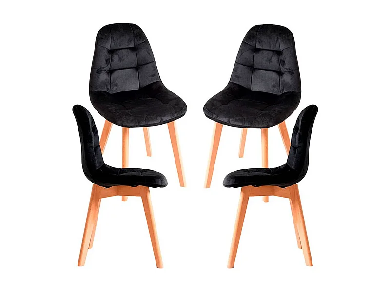 Packs Sillas Comedor - Pack 4 Sillas Kelen Terciopelo - Negro