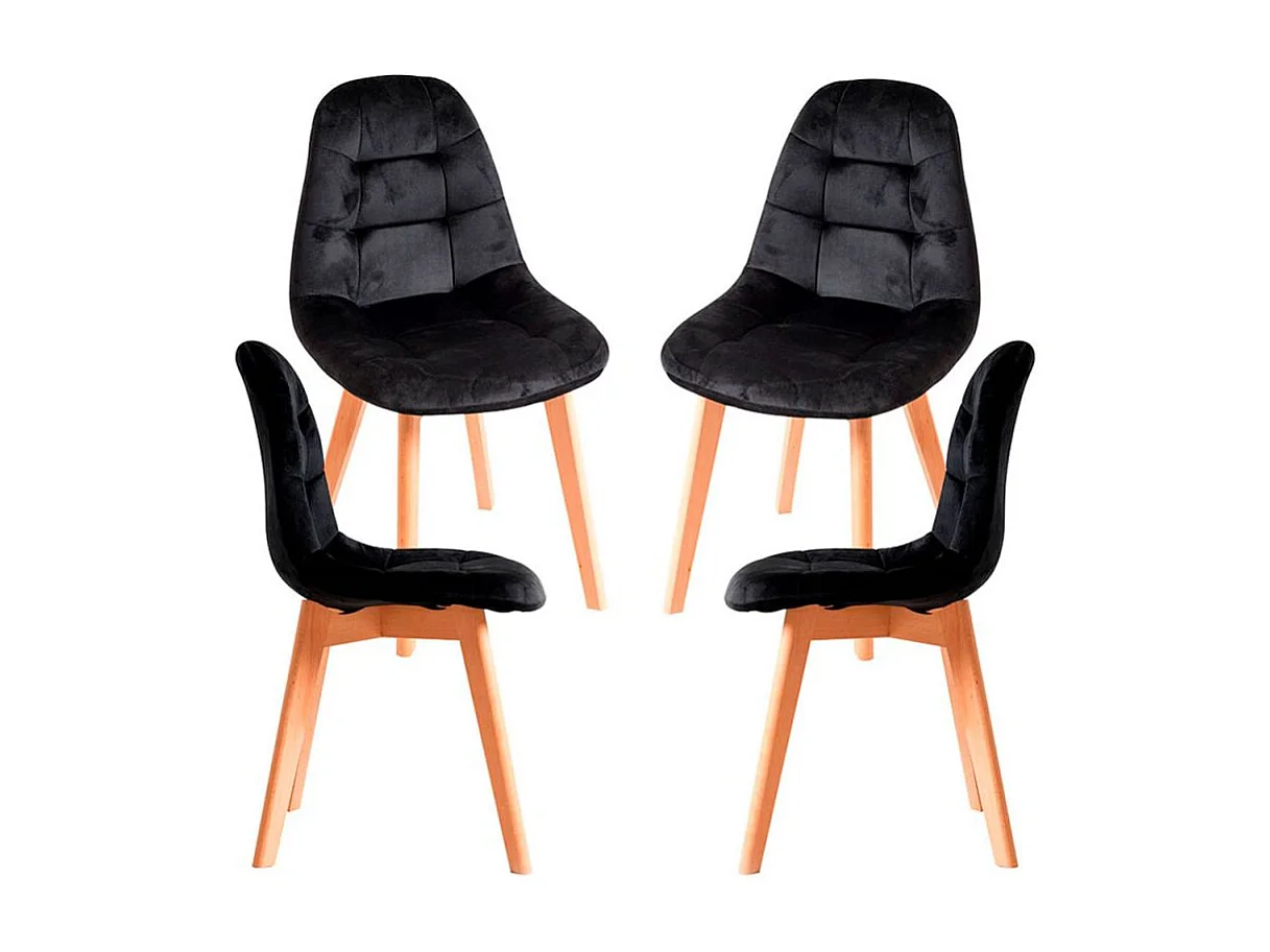 Packs Sillas Comedor - Pack 4 Sillas Kelen Terciopelo - Negro