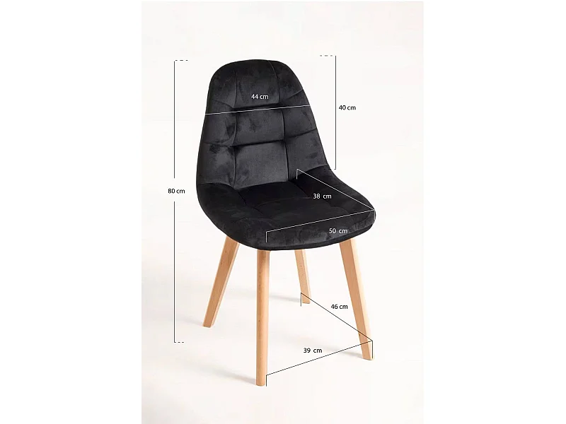 Packs Sillas Comedor - Pack 4 Sillas Kelen Terciopelo - Negro