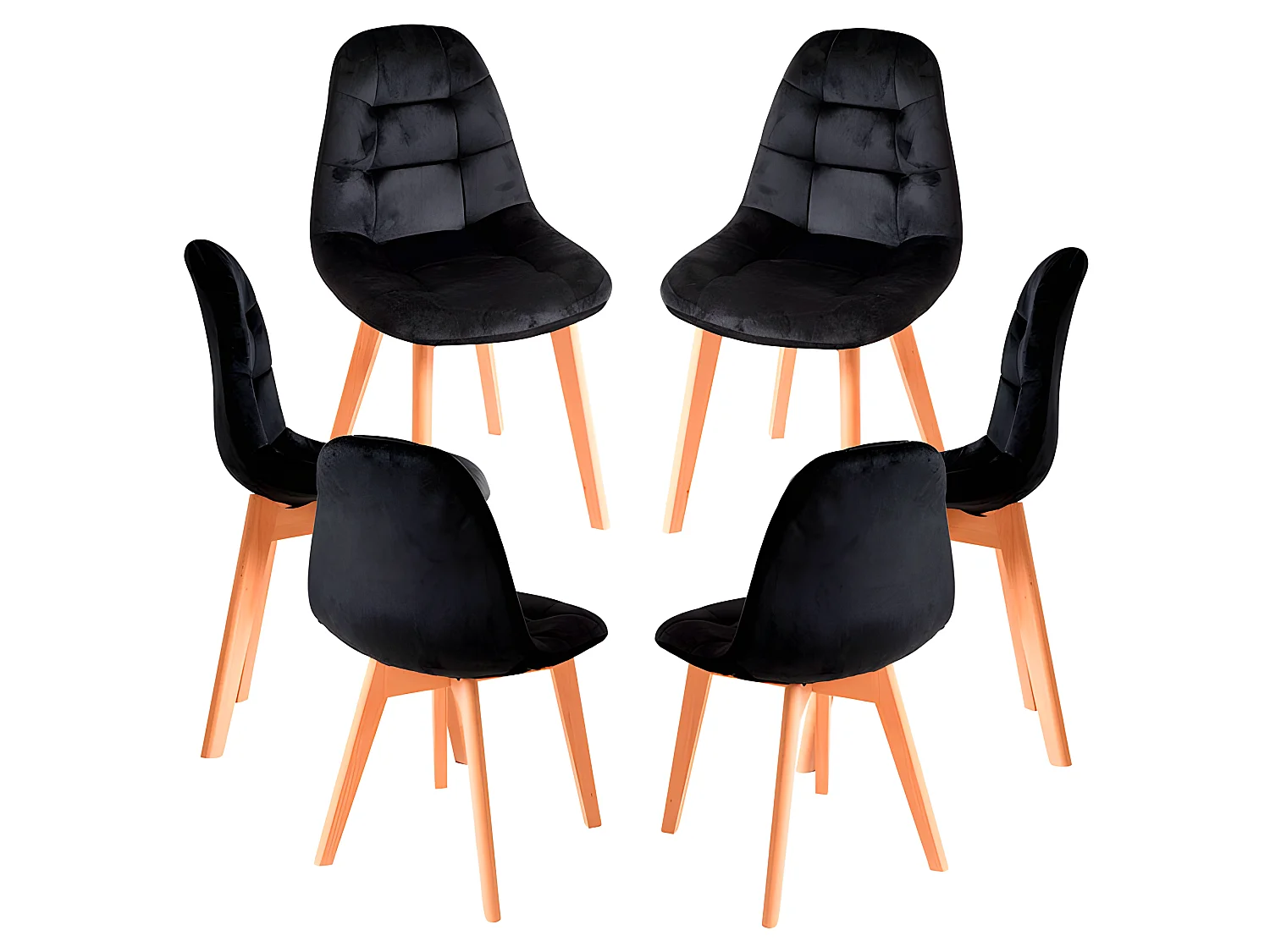 Packs Sillas Comedor - Pack 6 Sillas Kelen Terciopelo - Negro