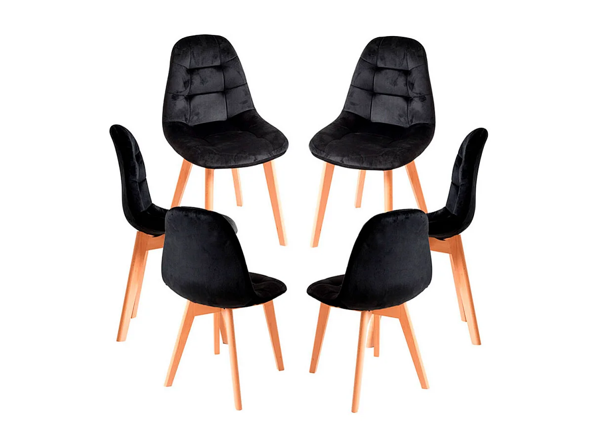 Packs Sillas Comedor - Pack 6 Sillas Kelen Terciopelo - Negro