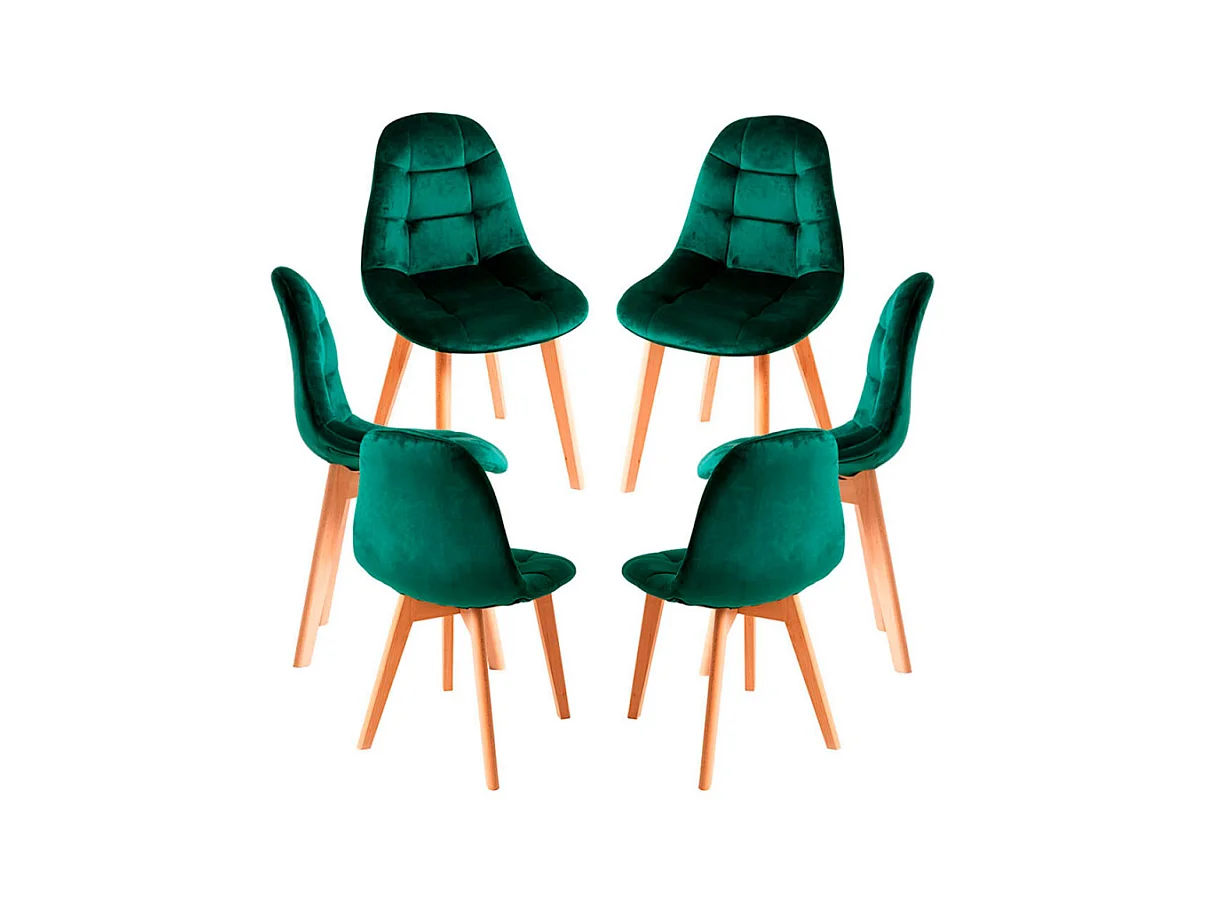 Packs Sillas Comedor - Pack 6 Sillas Kelen Terciopelo - Verde
