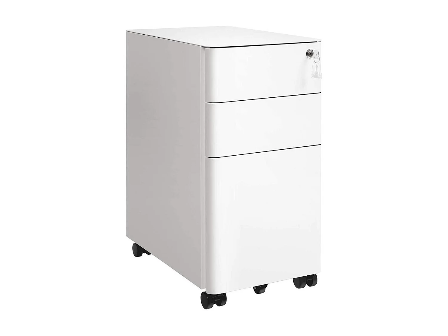 Caisson de Rangement Bureau 3 Tiroirs sur Roulettes Blanc