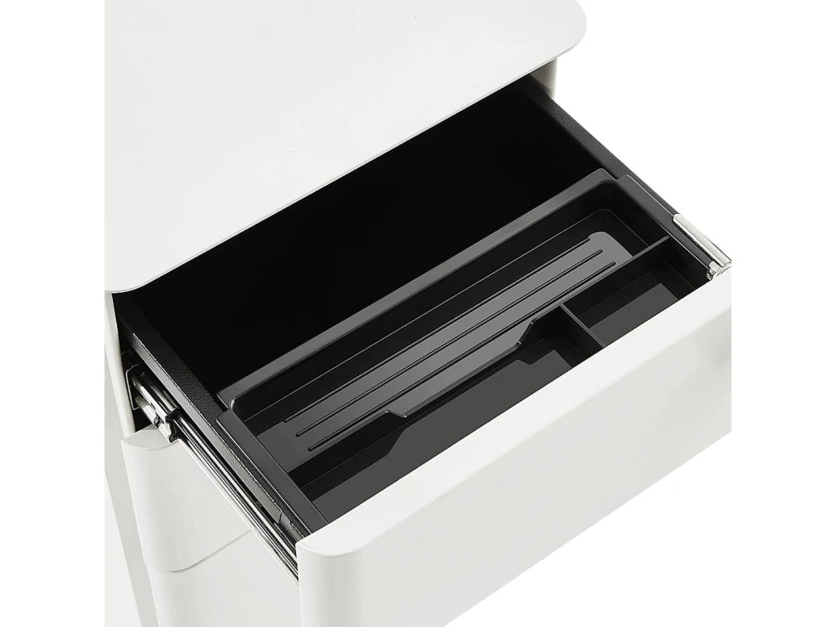 Caisson de Rangement Bureau 3 Tiroirs sur Roulettes Blanc