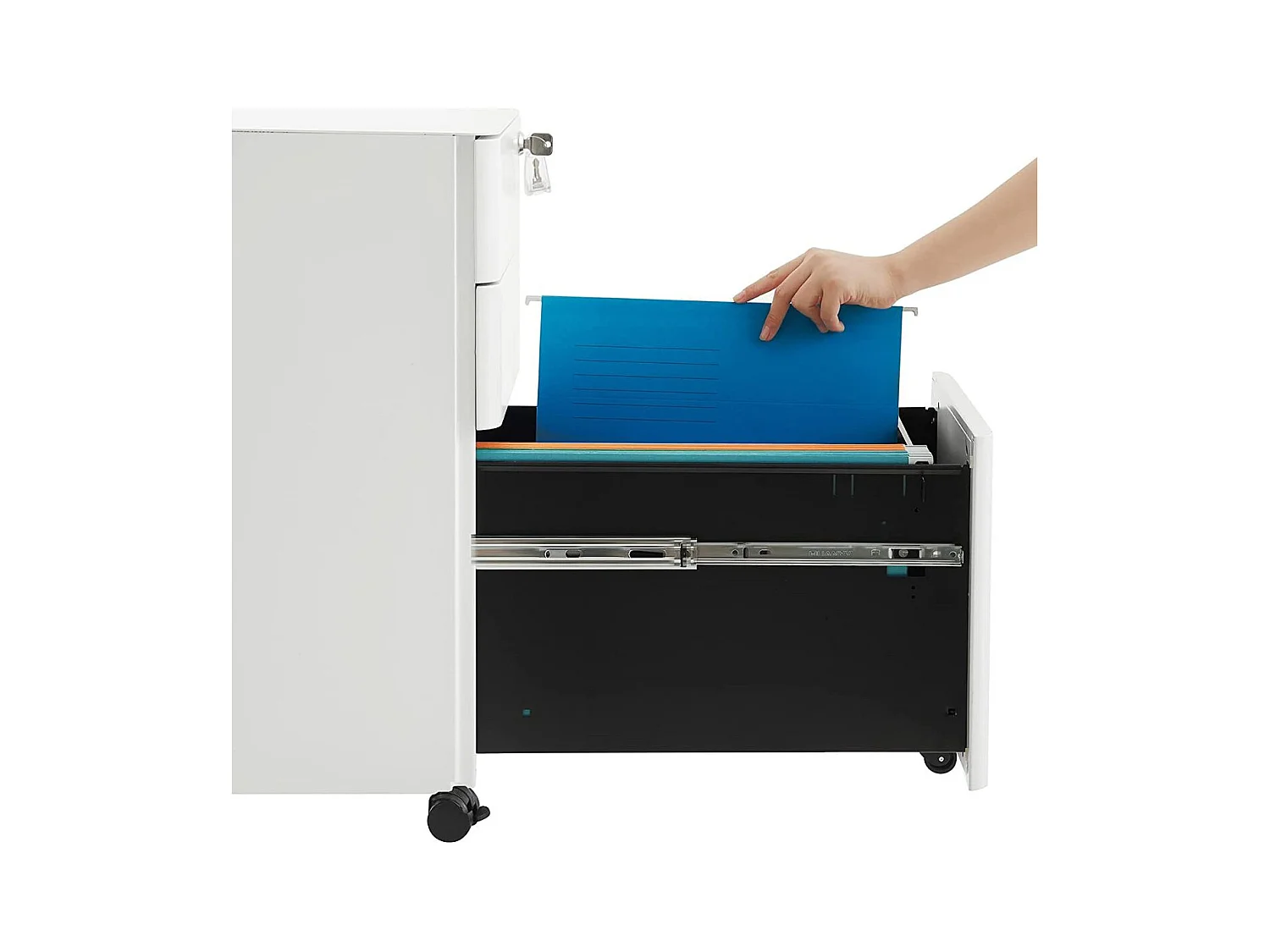 Caisson de Rangement Bureau 3 Tiroirs sur Roulettes Blanc