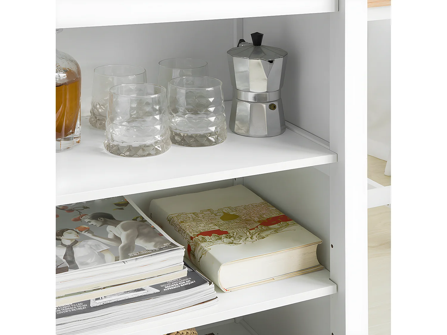 Mesa Barra Bar Mesa Alta de Comedor con 1 Cajón y 3 Estantes Blanco Altura 90cm FWT64-WN SoBuy ES