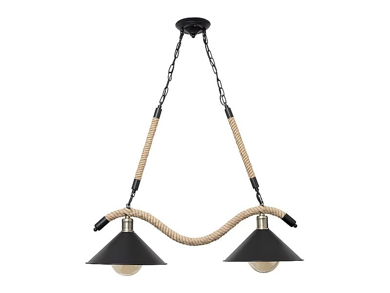 Lampara Lineal 2 Luces Soga Metal Acabado Negro