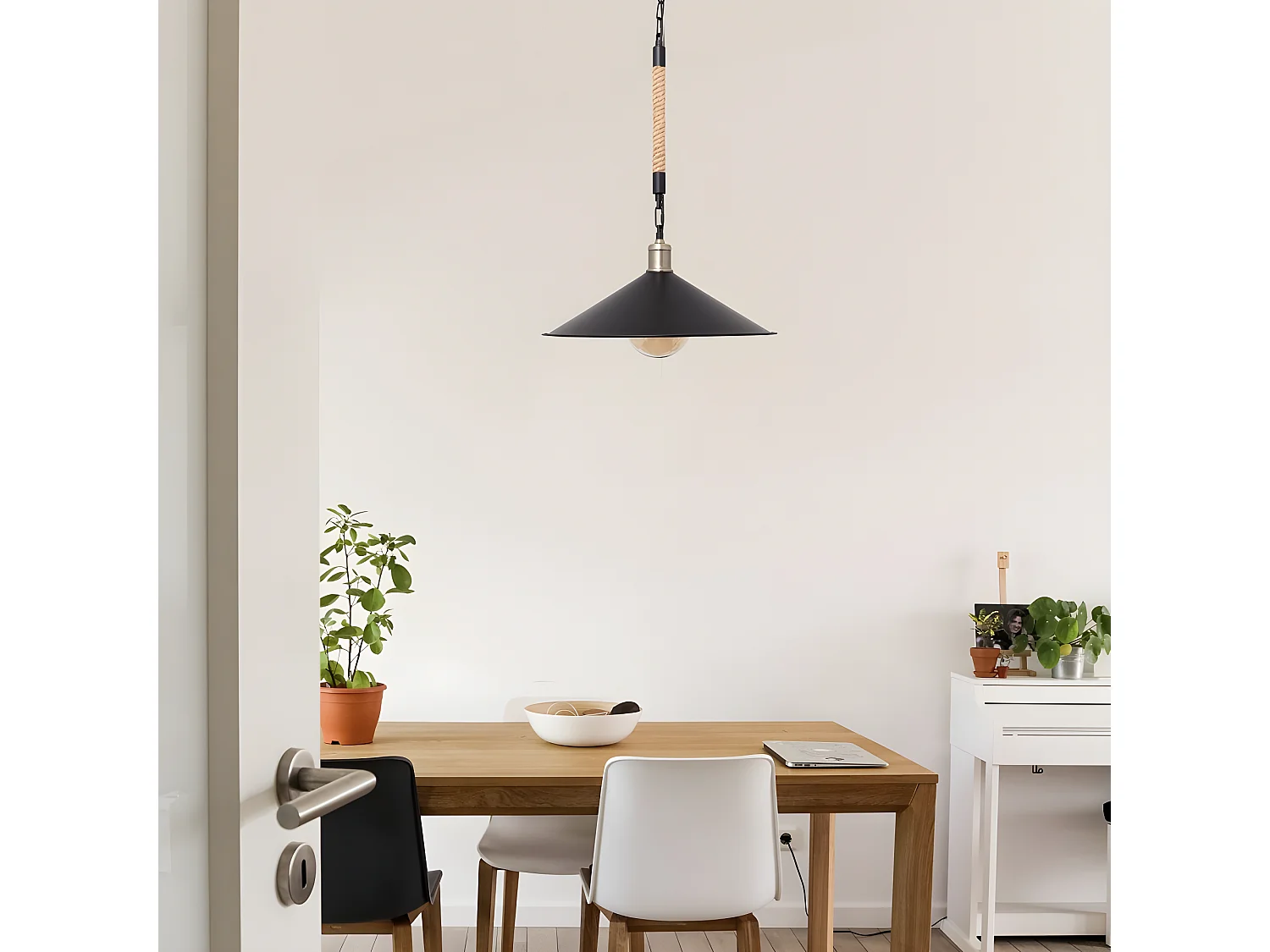 Lampara Lineal 2 Luces Soga Metal Acabado Negro