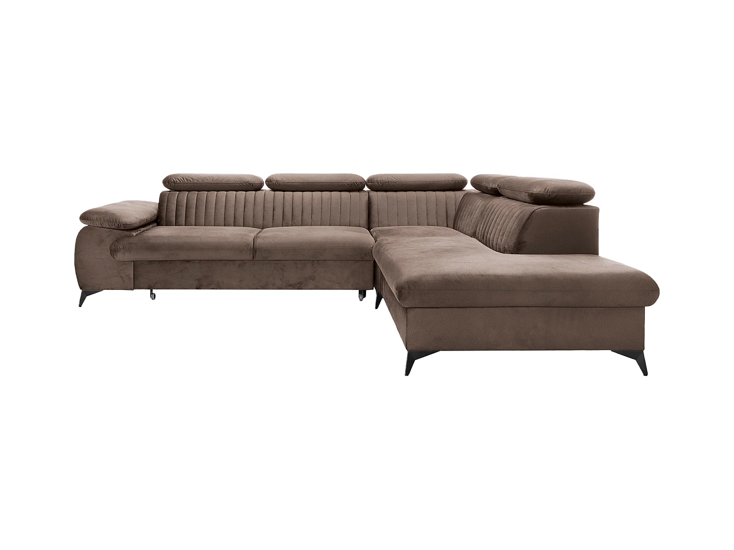 Canapé grand angle droit convertible en velours taupe SAMARA de Pascal Morabito