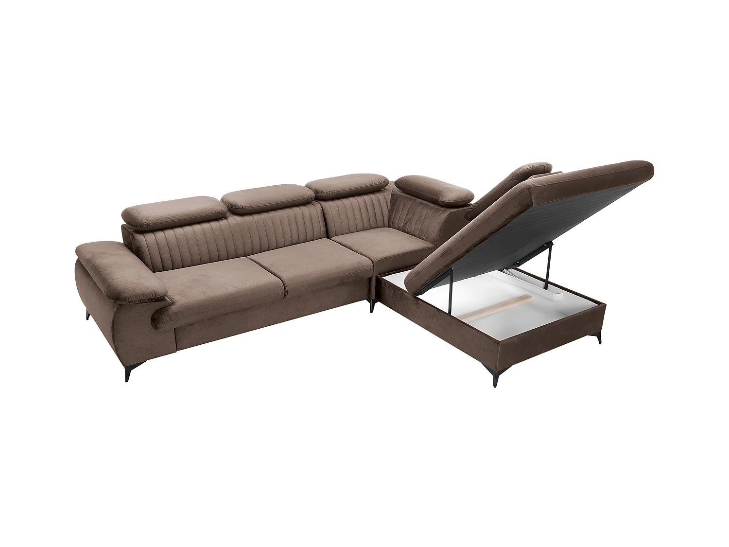 Canapé grand angle droit convertible en velours taupe SAMARA de Pascal Morabito