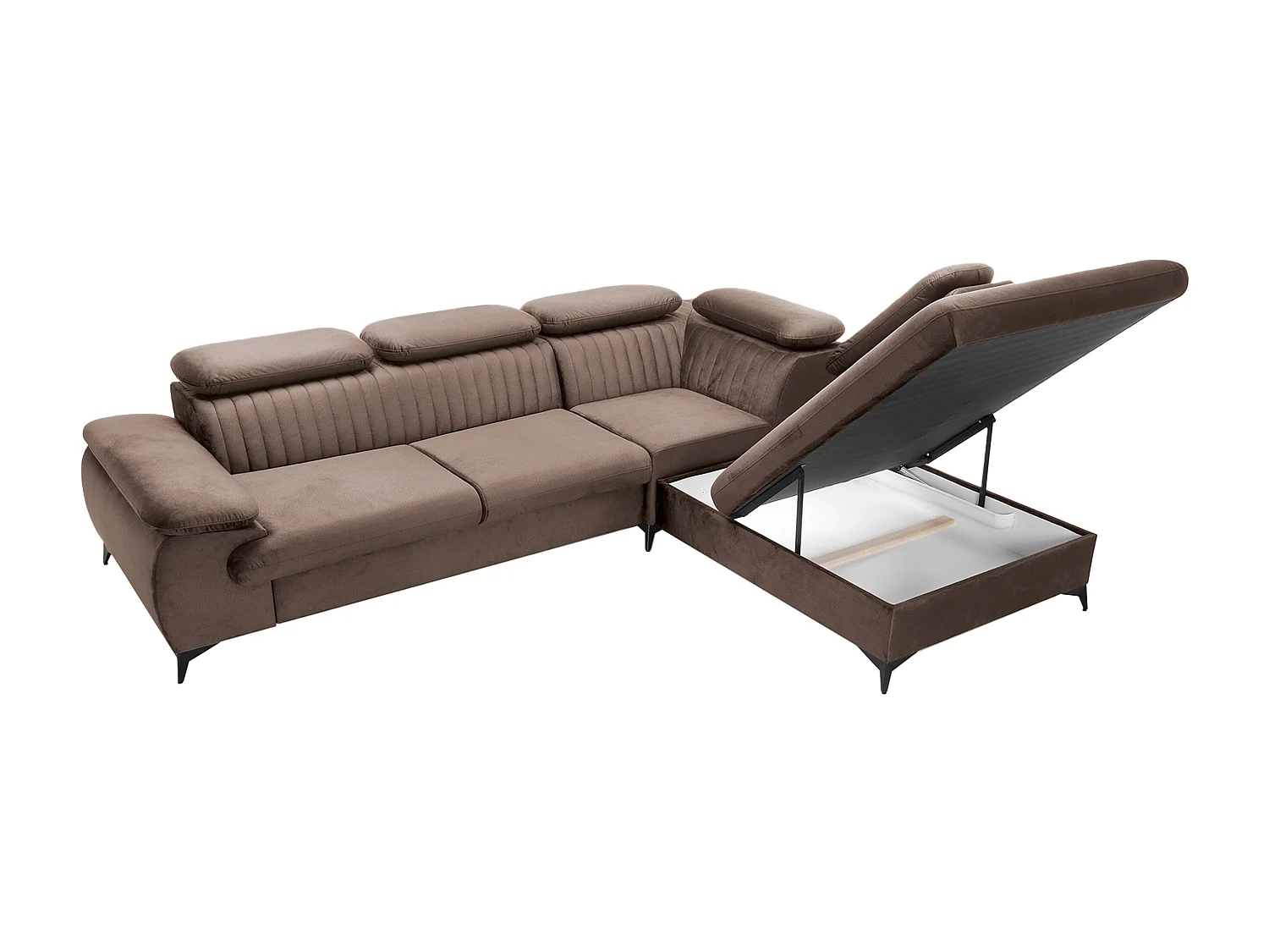 Canapé grand angle droit convertible en velours taupe SAMARA de Pascal Morabito