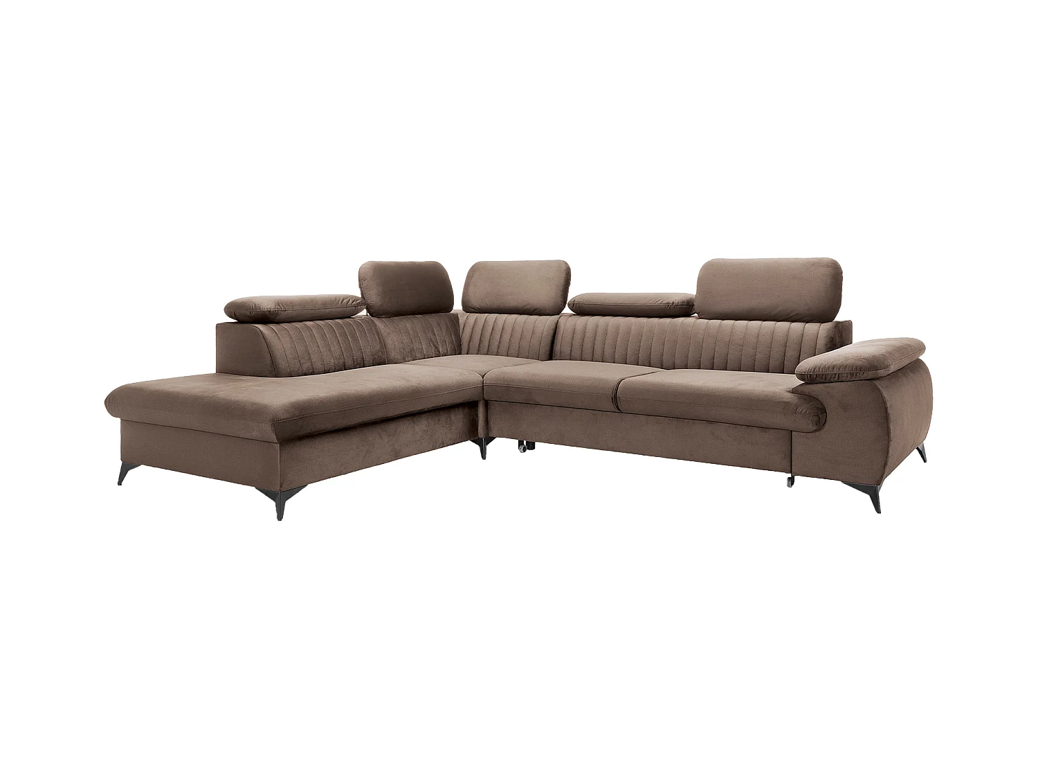 Canapé grand angle gauche convertible en velours taupe SAMARA de Pascal Morabito