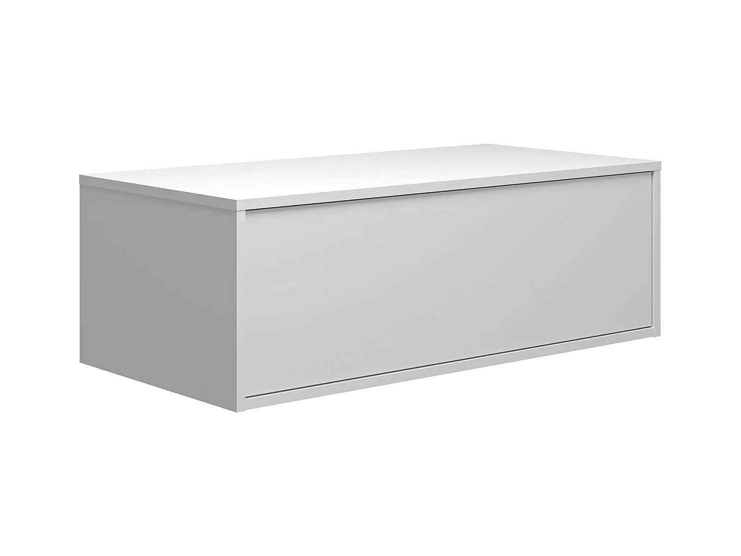 Meuble de salle de bain suspendu naturel foncé et blanc avec simple vasque carrée et deux tiroirs - 94 cm - TEANA II