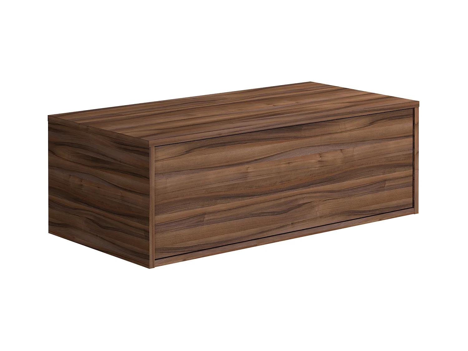 Meuble de salle de bain suspendu naturel foncé et blanc avec simple vasque carrée et deux tiroirs - 94 cm - TEANA II