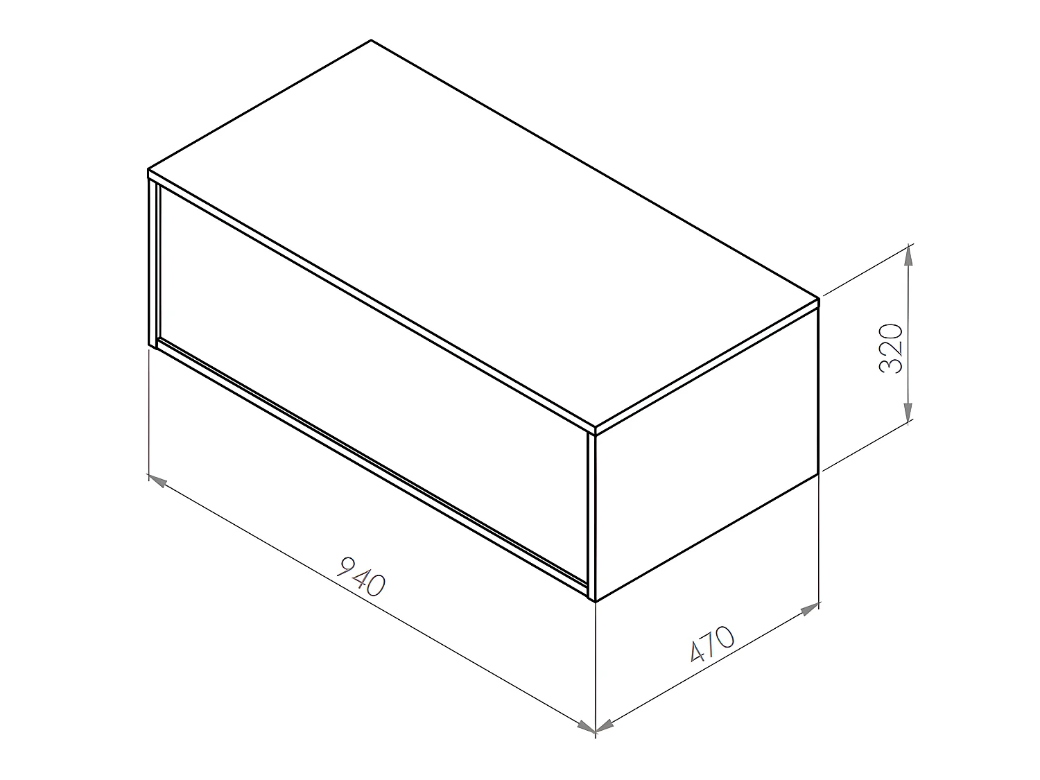 Meuble de salle de bain suspendu naturel foncé et blanc avec simple vasque carrée et deux tiroirs - 94 cm - TEANA II