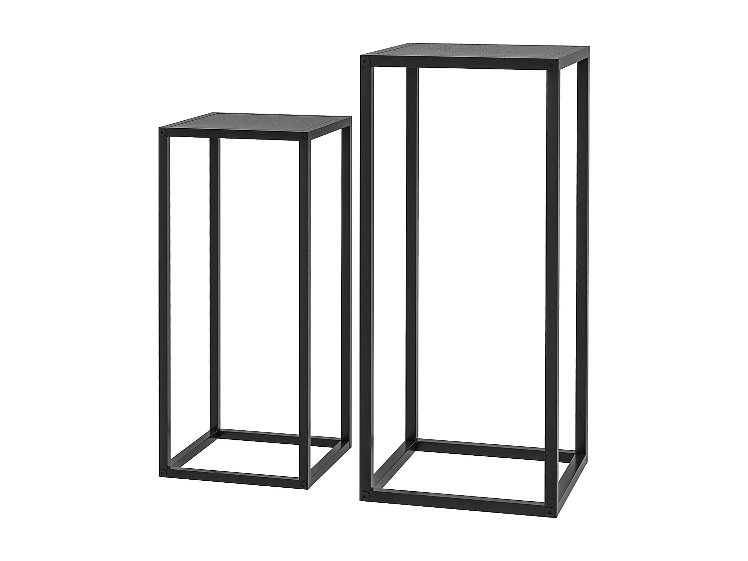 Support pots de fleurs 2 pièces - lot de 2 étagères à fleurs - portes plantes - acier époxy noir