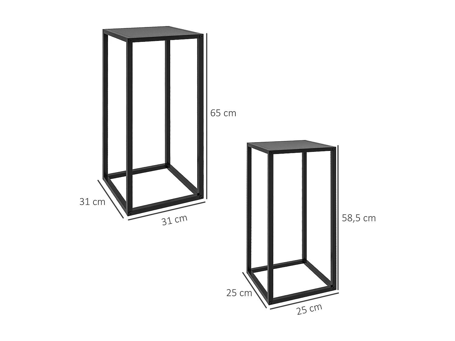 Support pots de fleurs 2 pièces - lot de 2 étagères à fleurs - portes plantes - acier époxy noir