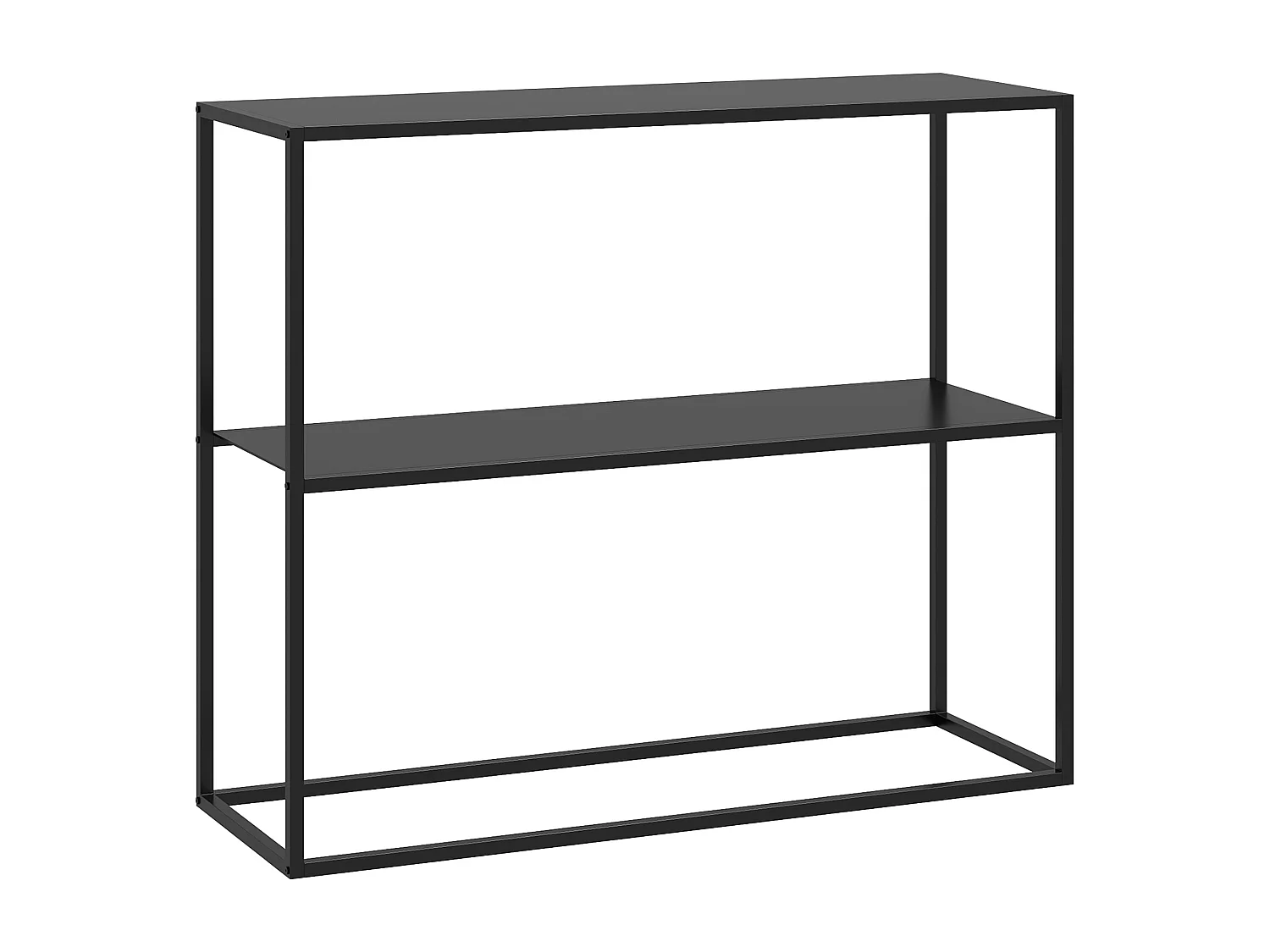 Console table d'appoint style contemporain avec étagère - dim. 90L x 30l x 75H cm - acier noir