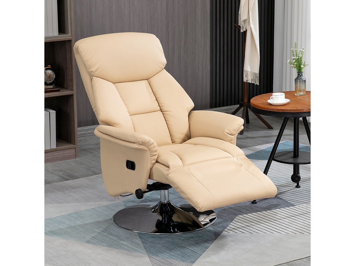 Fauteuil relax inclinable repose-pied réglable pivotant 360° piètement