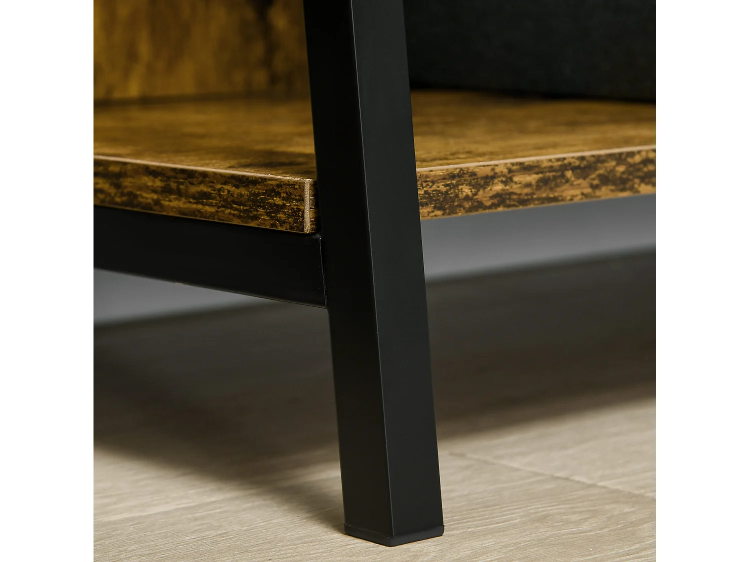 Étagère bibliothèque style industriel incliné 5 niveaux 70L x 35l x 150H cm coloris bois vieilli noir