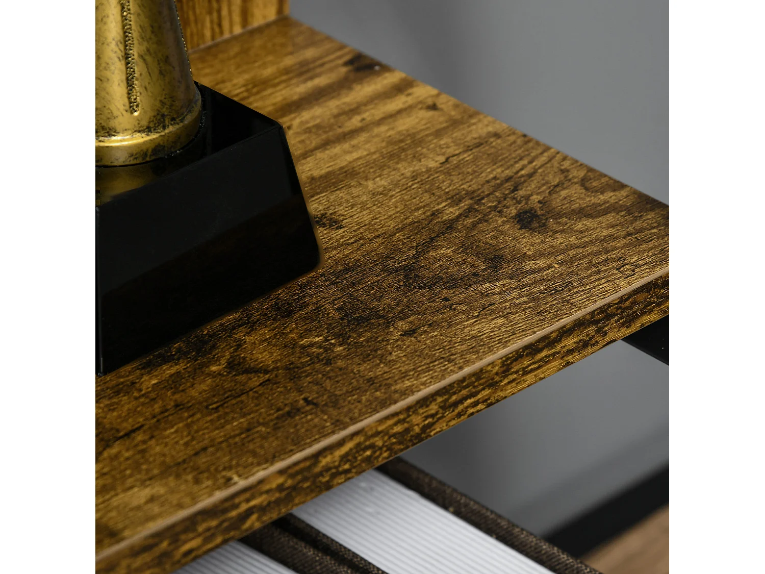 Étagère bibliothèque style industriel incliné 5 niveaux 70L x 35l x 150H cm coloris bois vieilli noir