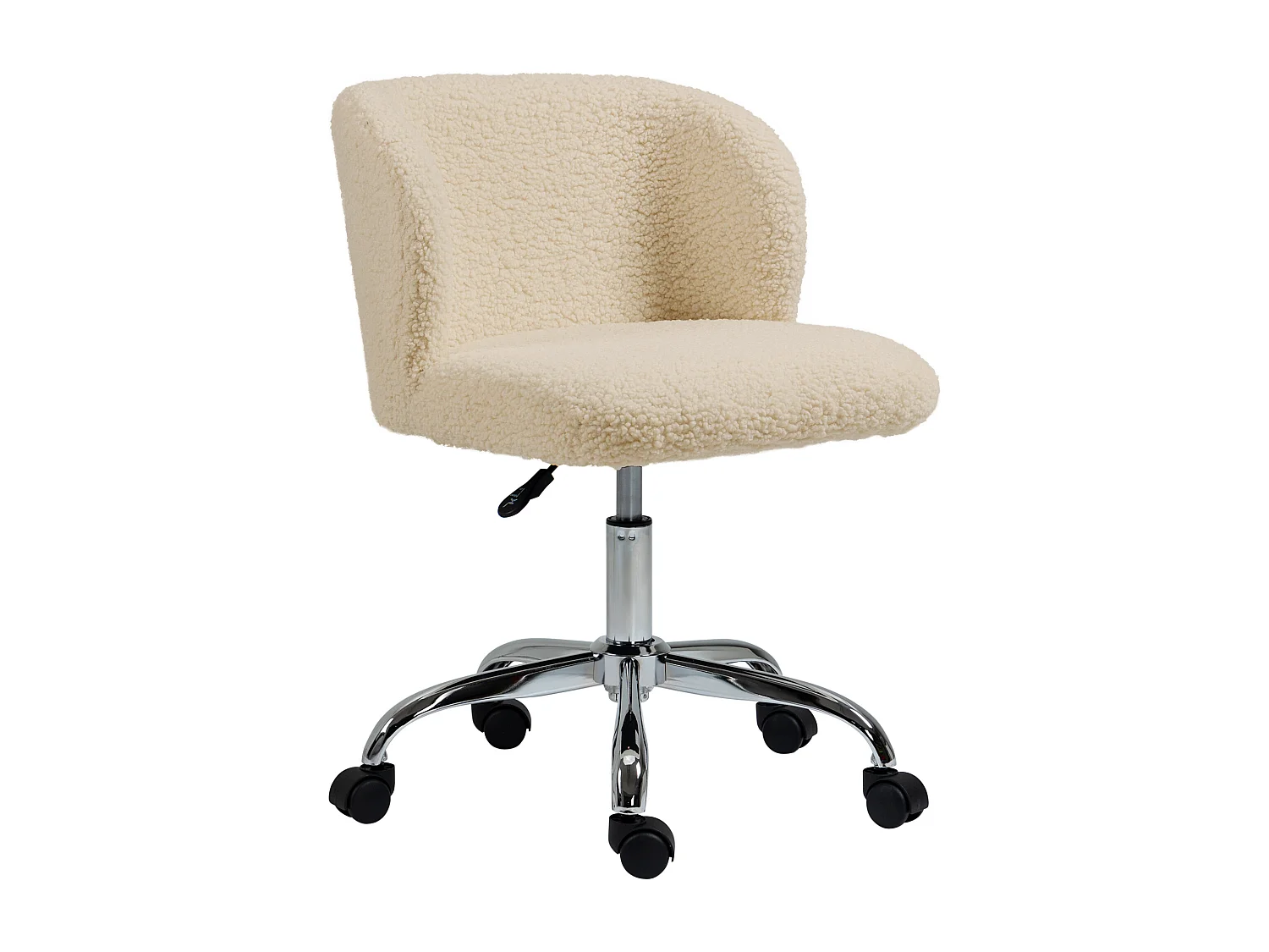 Chaise de bureau design - hauteur réglable, pivotante - piètement acier chromé revêtement effet laine bouclée terre de sienne