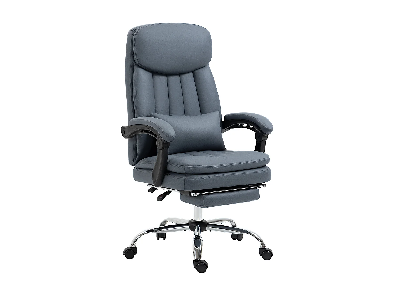 Fauteuil de bureau direction massant chauffant inclinable réglable repose-pied intégré tissu technique bleu