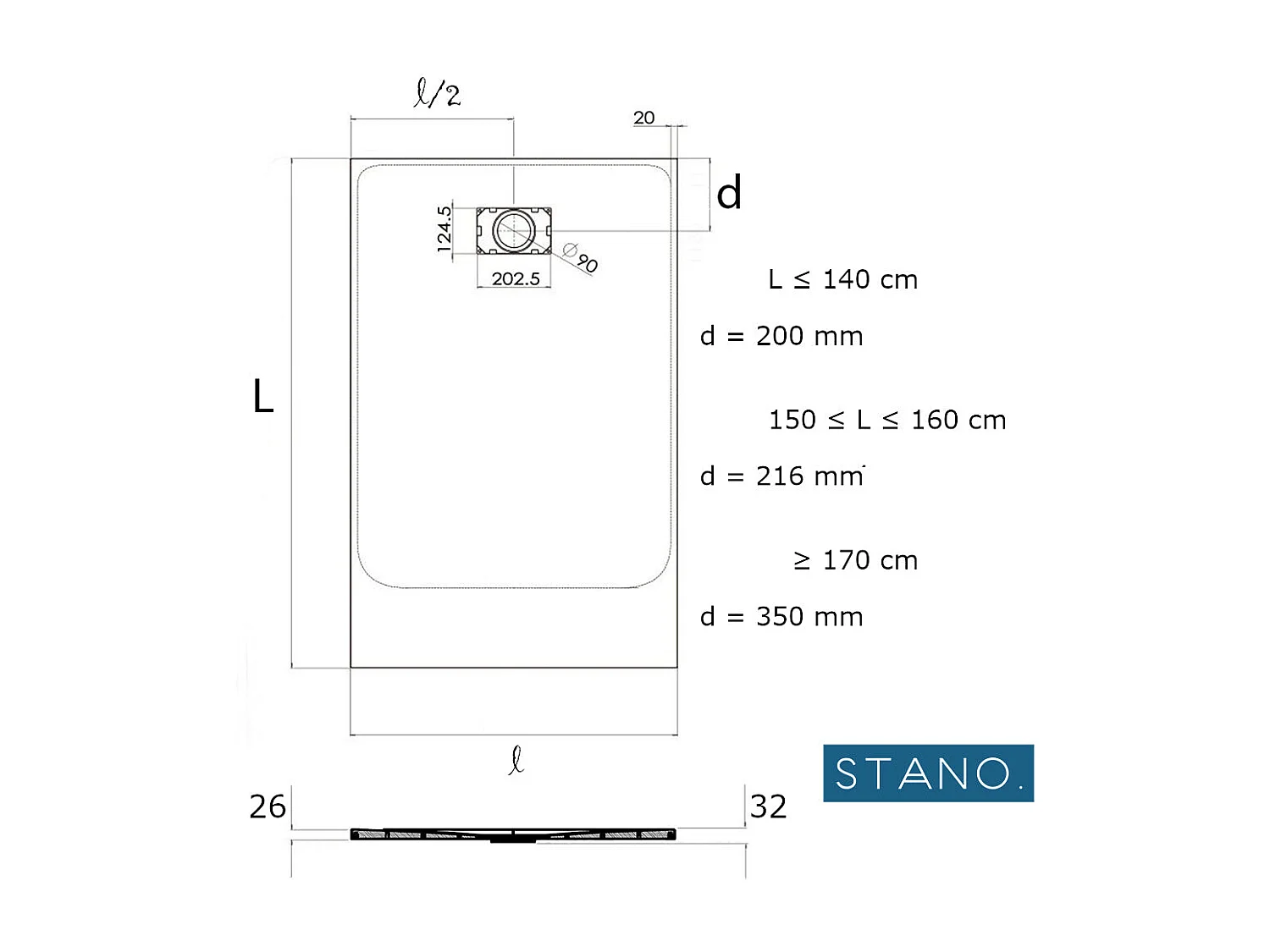 Piatto doccia ultrasottile 70 x 90 cm PIATTO in SoliCast® finitura ardesia bianco