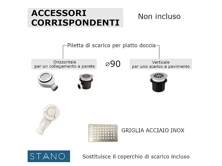 Piatto doccia ultrasottile 80x 130 cm nero PIATTO in SoliCast® finitura ardesia