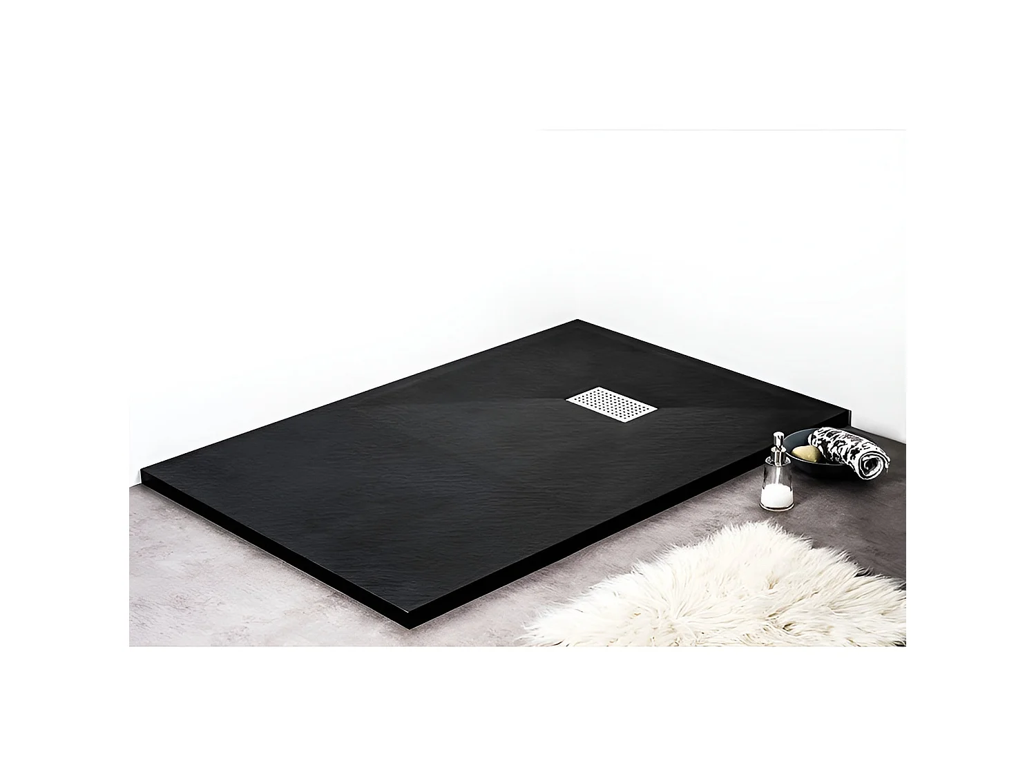 Piatto doccia ultrasottile 80x 130 cm nero PIATTO in SoliCast® finitura ardesia