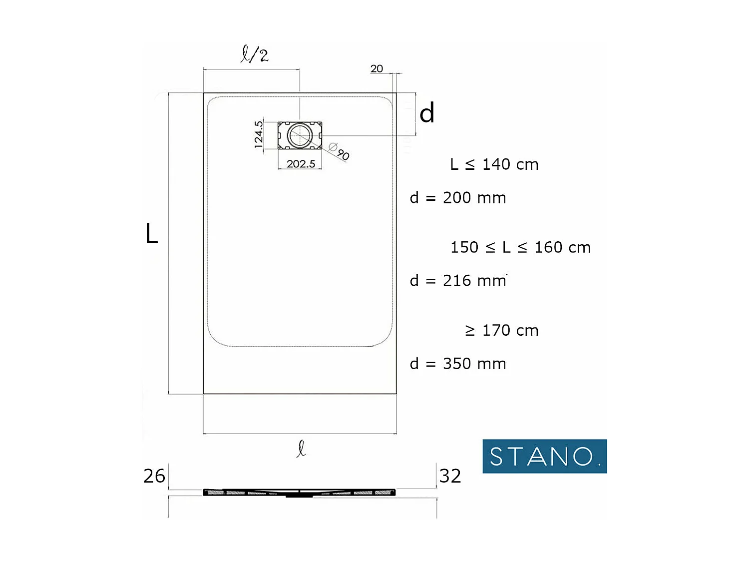 Receveur de douche 70 x 100 cm extra plat PIATTO en SoliCast® surface ardoisée blanc
