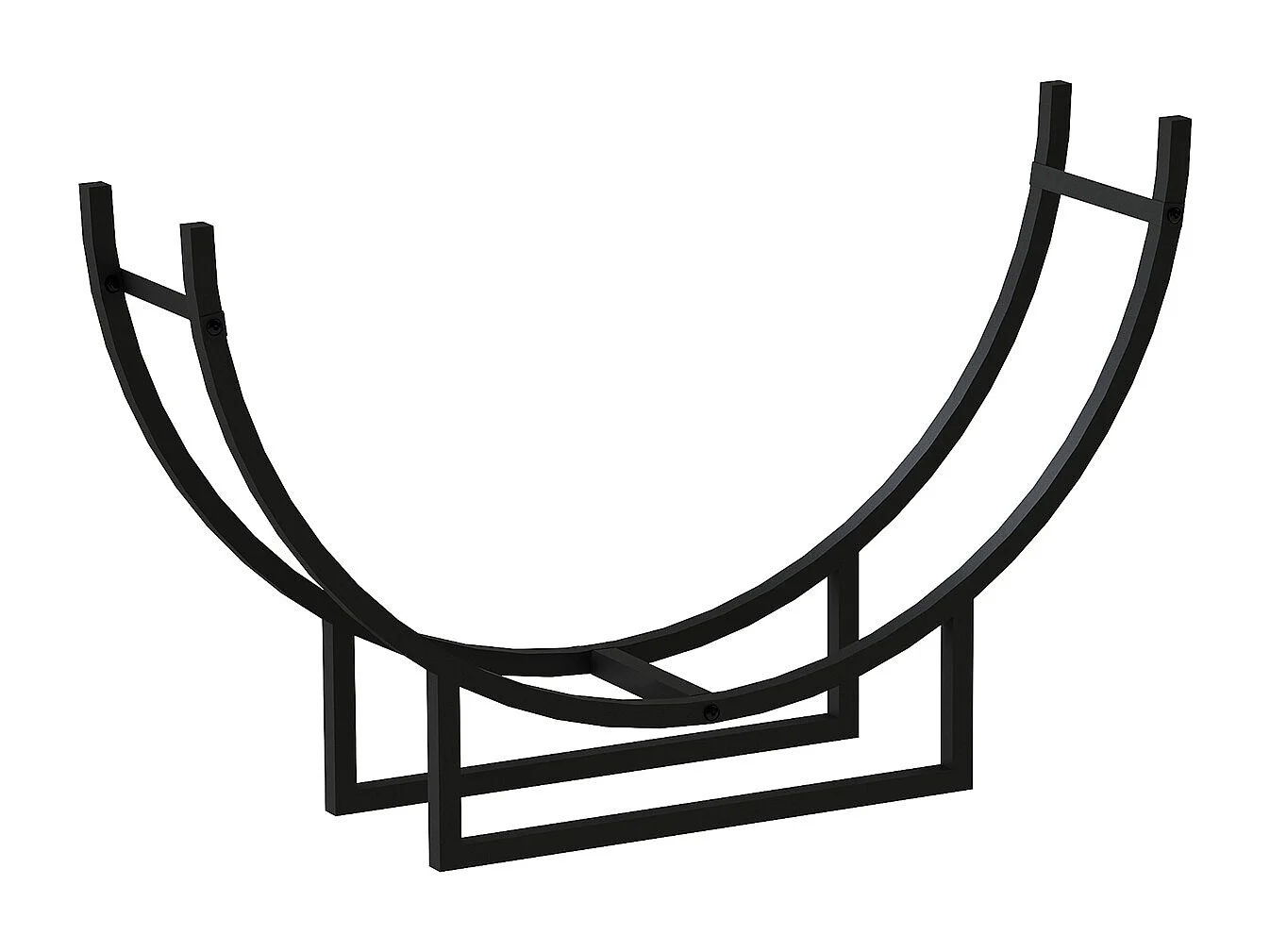 Leñero de Interior Kekai Semiround 92x55x21 cm Diseño Curvado con Estructura de Acero Galvanizado, Color Negro