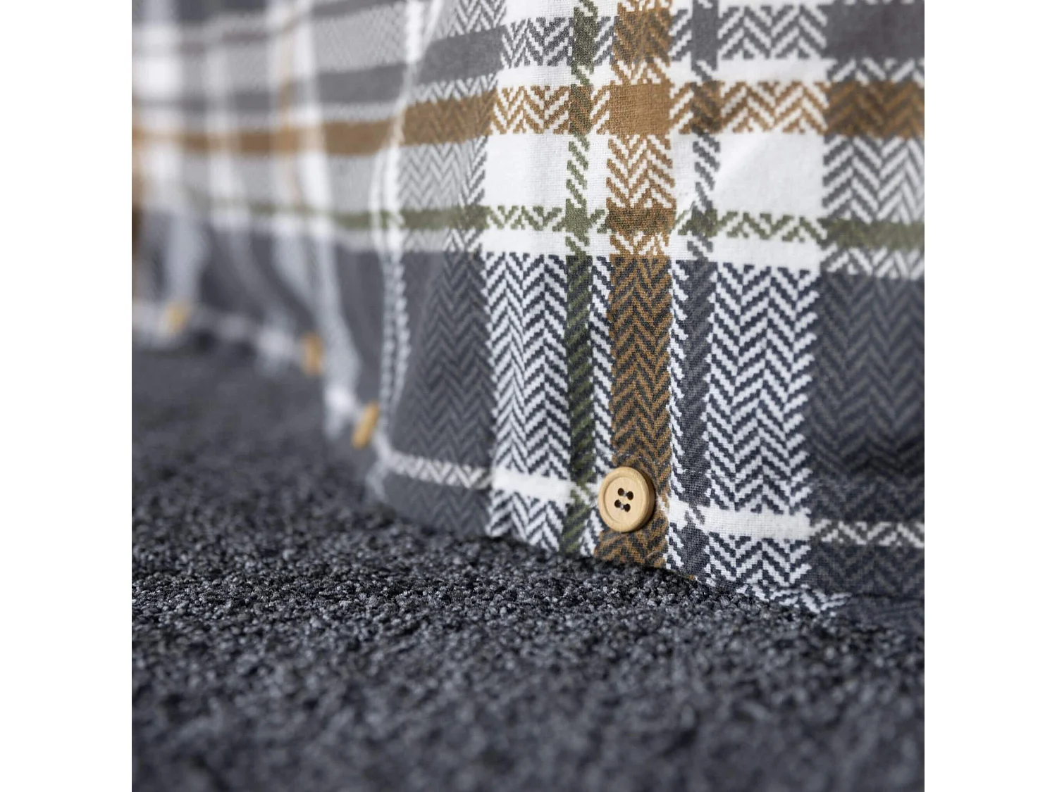 Housse de couette flanelle imprimé à carreaux 240x220 cm bleu