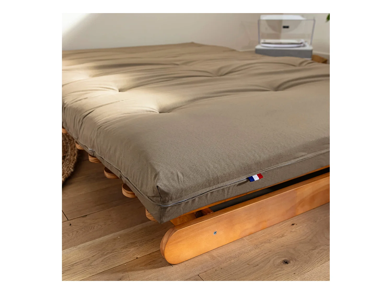 Matelas futon taupe en coton 140x190