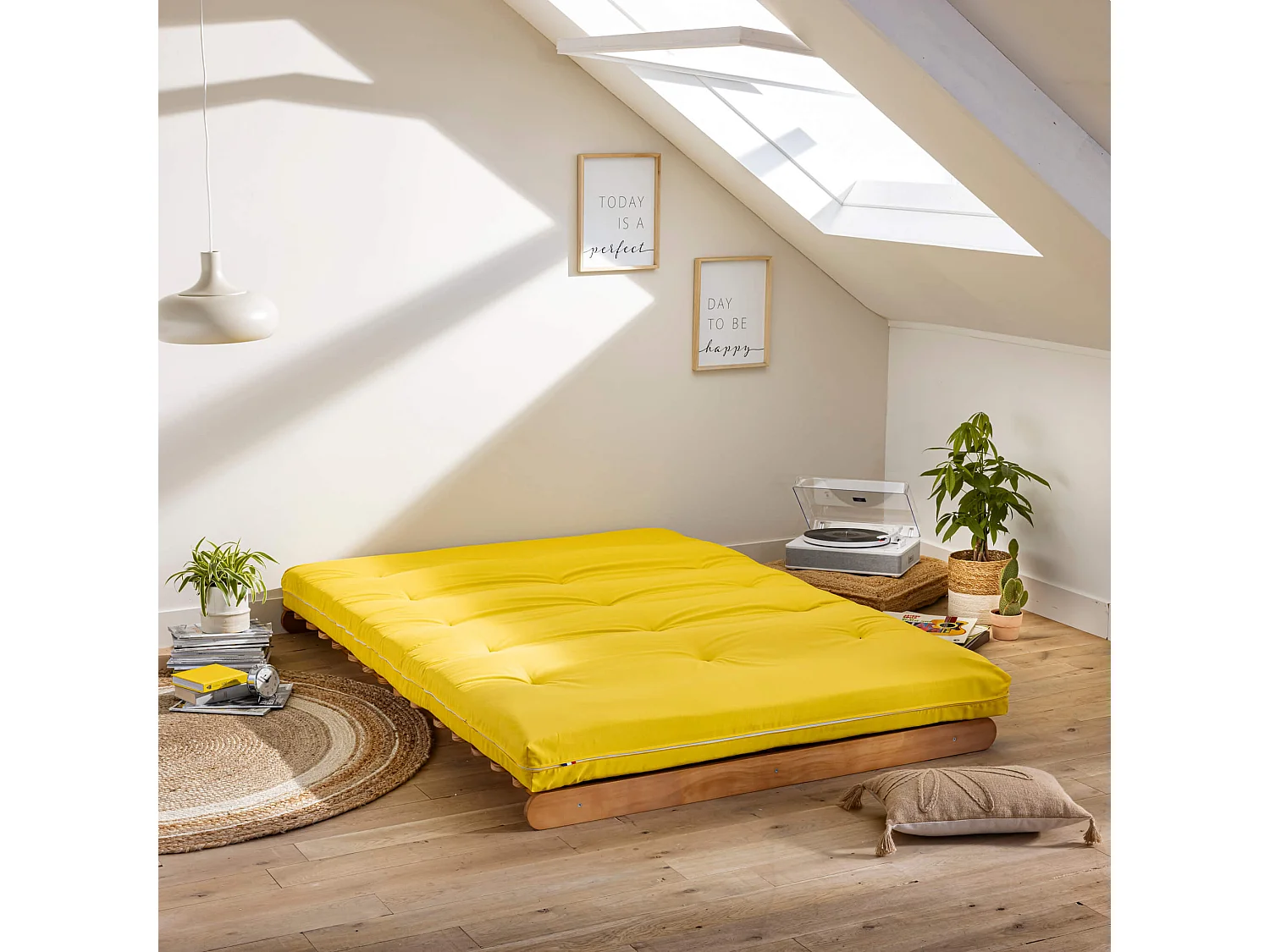 Matelas futon ocre en coton 140x190