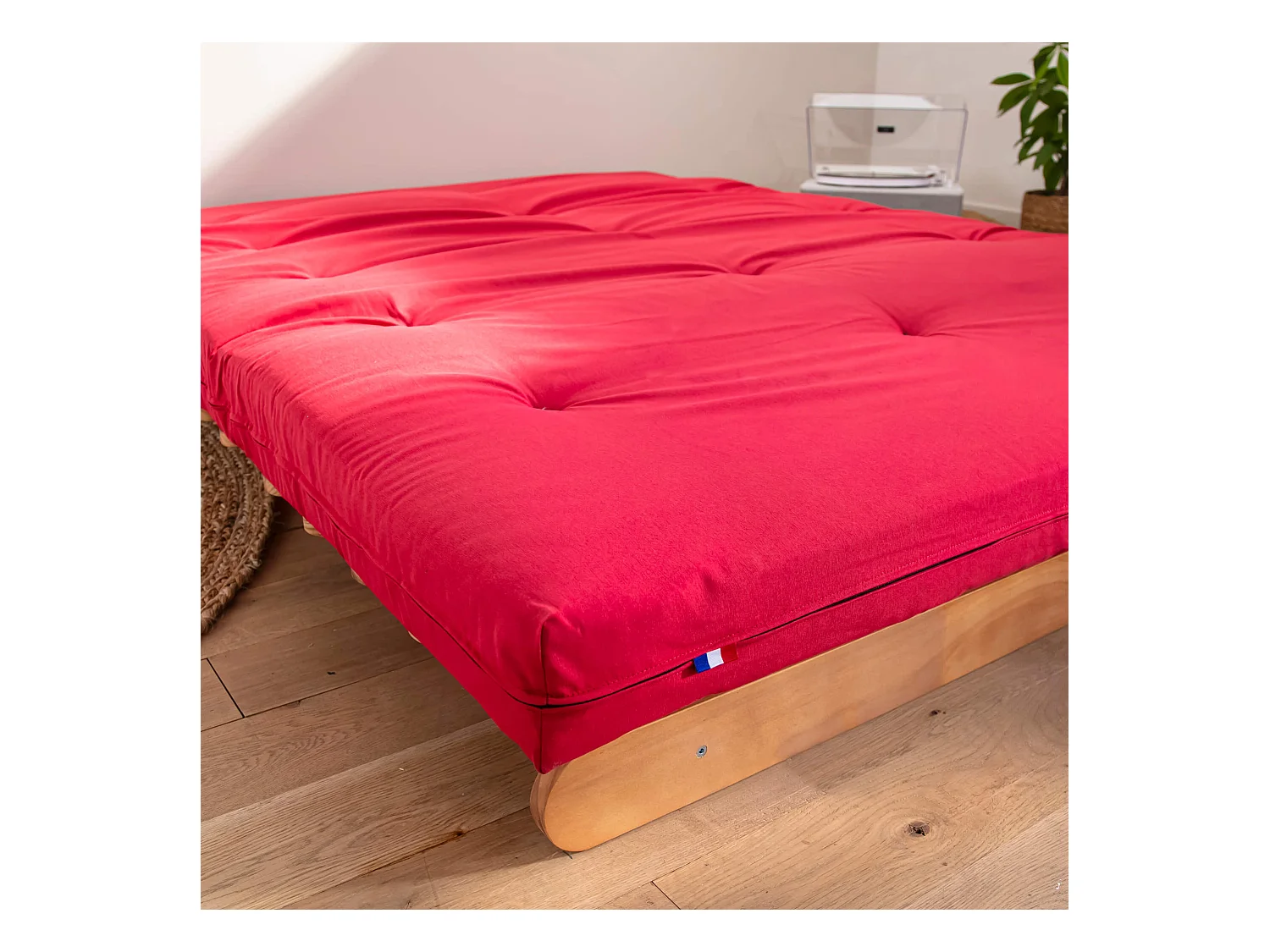 Matelas futon rouge en coton 140x200