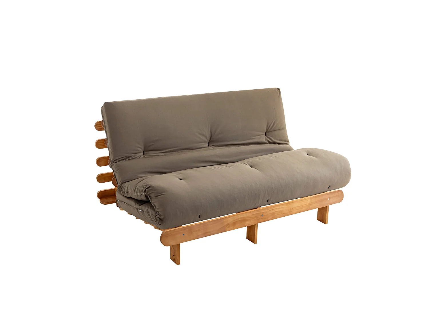 Matelas futon taupe en coton 140x200