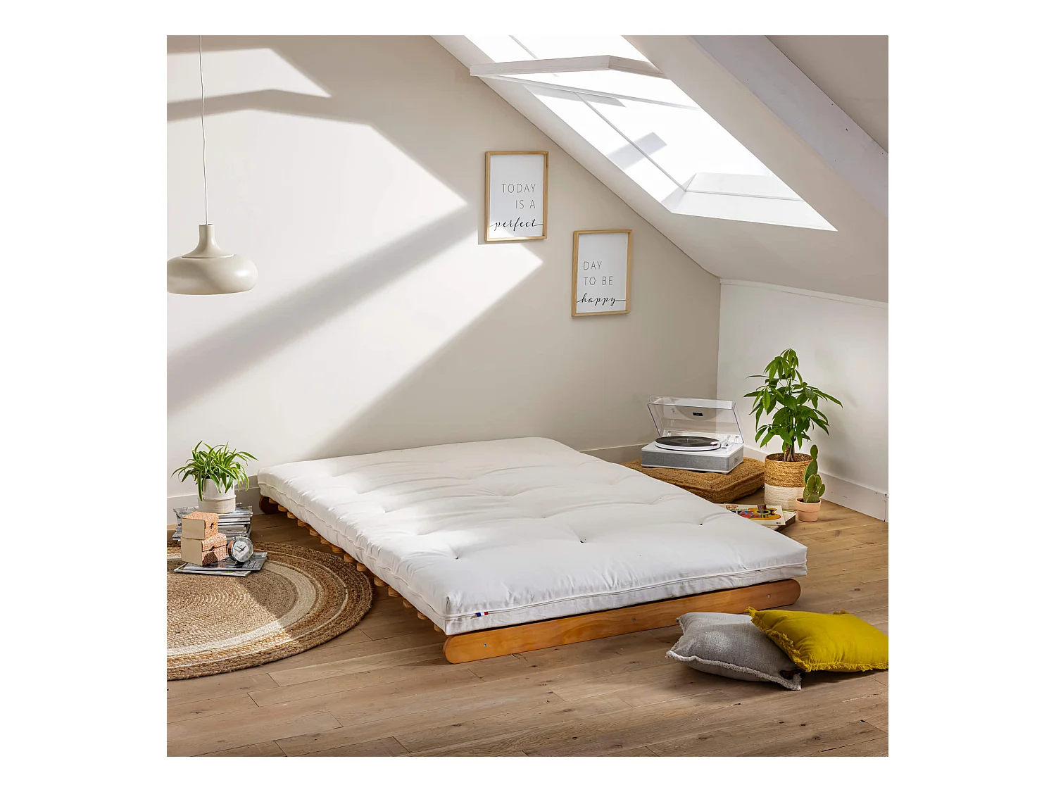 Matelas futon rouge en coton 140x190