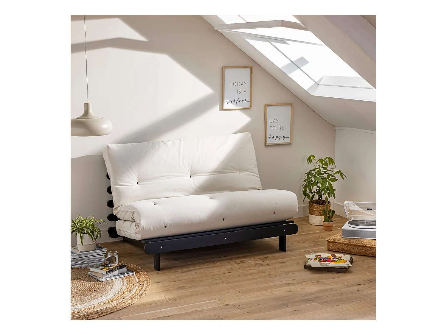 Matelas futon rouge en coton 140x190