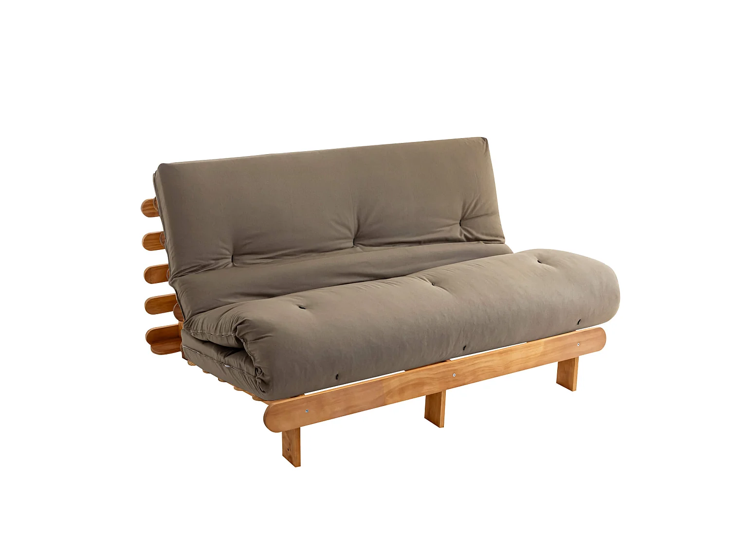Matelas futon taupe en coton 90x200